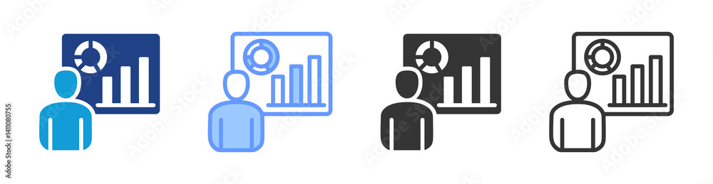 Aufkleber statistics icon set multiple style collection