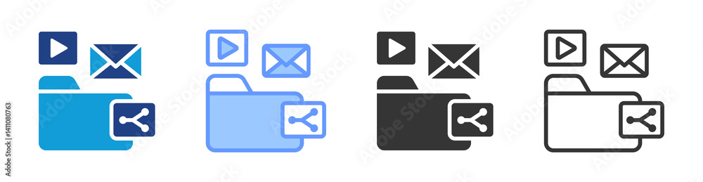 Poster Content Share icon set multiple style collection
