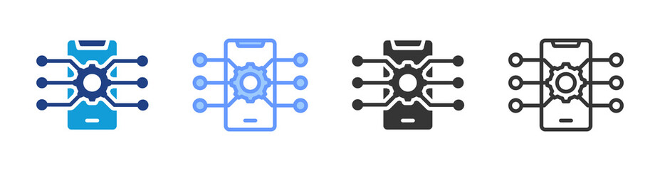 Obraz premium Mobile App Integration icon set multiple style collection