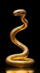 Fototapeta premium Golden Cobra Snake Art: Majestic AI Generated Image