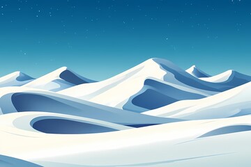 Serene Winter Wonderland. Abstract Snowy Landscape with Wintry Mountains and Blue Sky