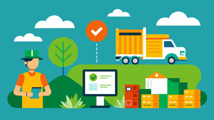 Obraz premium Digital record keeping of supply inventory ensuring farmers have the necessary resources for their operations.. Vector illustration