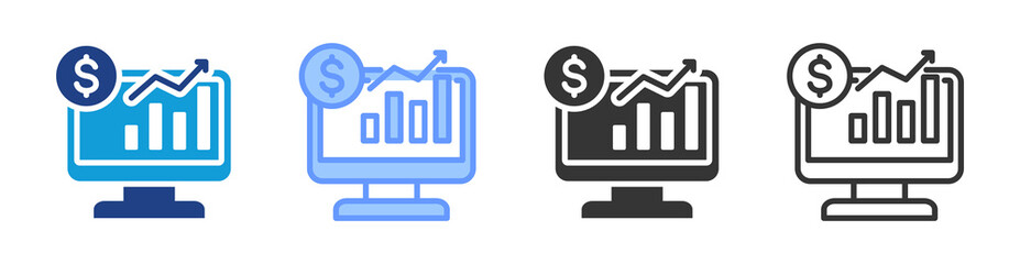 Market Trends icon set multiple style collection