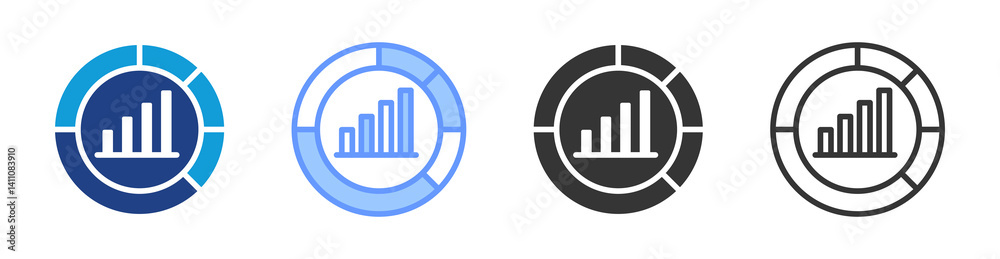Poster market size icon set multiple style collection