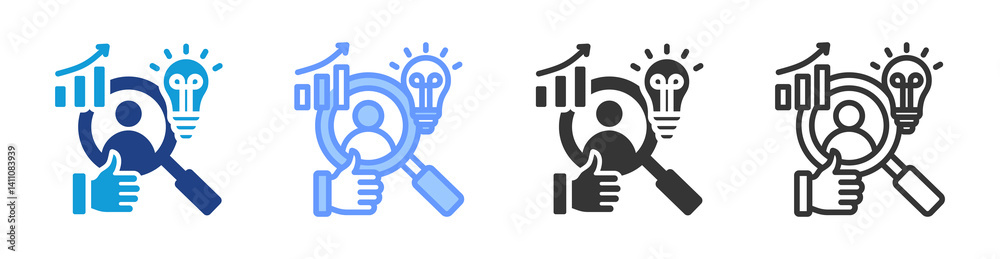 Poster business intelligence icon set multiple style collection