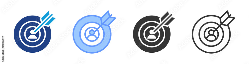Poster market niche icon set multiple style collection