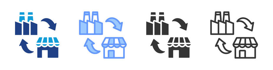 Market Industry icon set multiple style collection