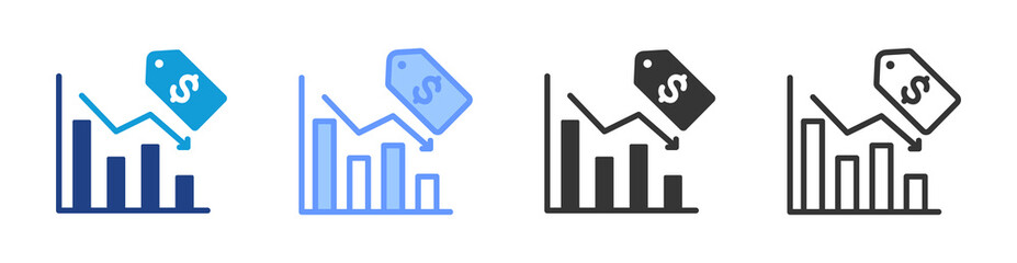 Price Elasticity icon set multiple style collection