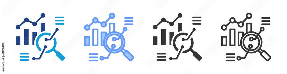 Poster Quantitative Analysis icon set multiple style collection
