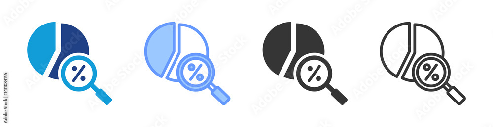 Poster market share analysis icon set multiple style collection