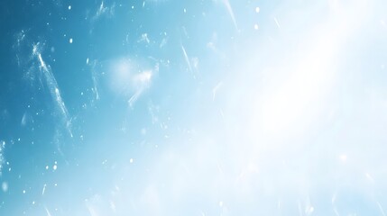 Abstract Light Blue Sky Background with Sparkling Dust and Glowing Particles