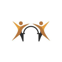 People Crossing Bridge - Symbol of Unity and Partnership