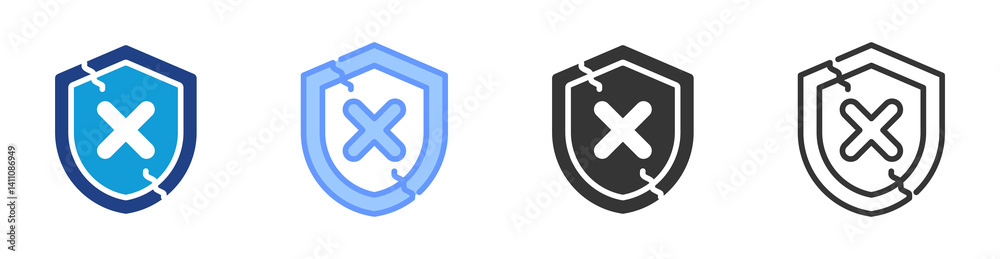 Poster Vulnerability icon set multiple style collection