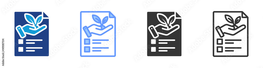 Poster conservation planning icon set multiple style collection