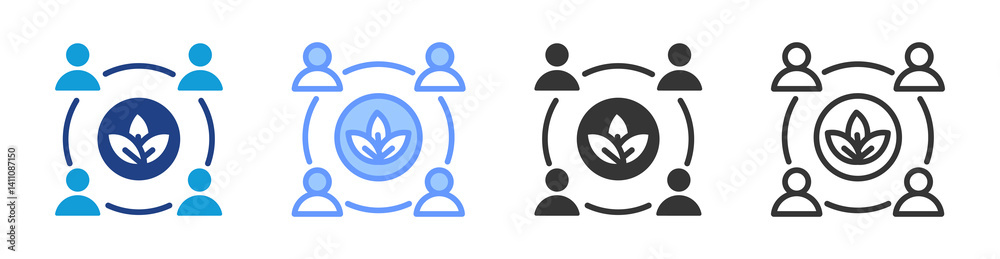 Poster nature community icon set multiple style collection