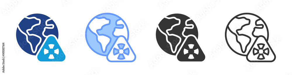 Poster hazard zone icon set multiple style collection