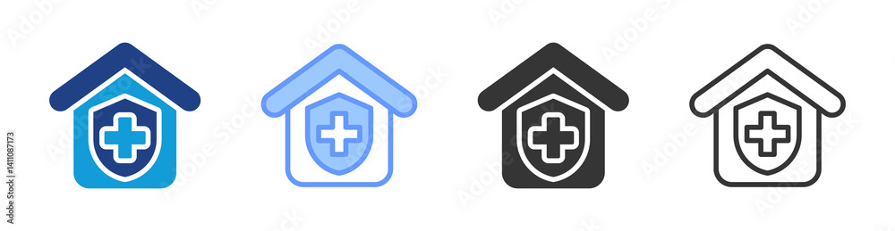 Poster shelter icon set multiple style collection