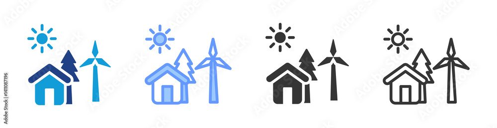 Poster Green Environment icon set multiple style collection