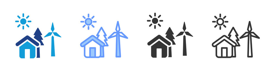 Green Environment icon set multiple style collection