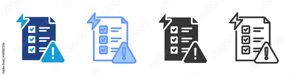 Poster hazard assesment icon set multiple style collection