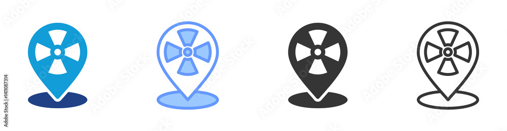 Aufkleber Hazard Mapping icon set multiple style collection