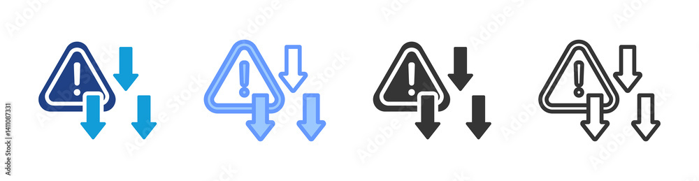 Poster risk reduction icon set multiple style collection