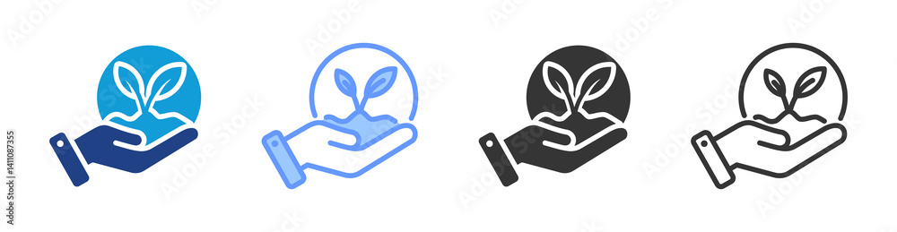 Poster environment care icon set multiple style collection