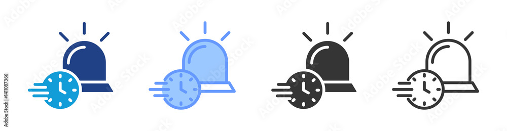 Poster Early Warning icon set multiple style collection