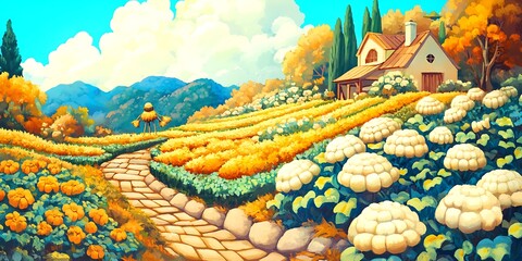 Open Rural Landscape with Farming Fields