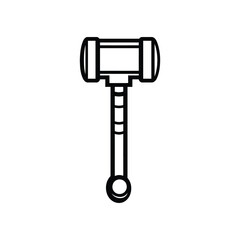 Outline Icon of Hammer with Bold Black Lines Against Transparent Background