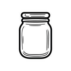 Outline Jar Design with Transparent Background and Thick Black Strokes