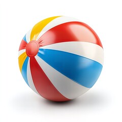 Naklejka premium Colorful Beach Ball Summer Fun Inflatable Toy Red White Blue Yellow