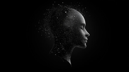 Metamorphosis of Self: An introspective image of a person's profile in monochrome, conveying transformation. Captured against a stark background.