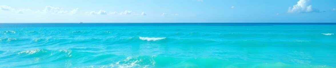 Fototapeta premium Bright blue ocean with small waves and clear skies, outdoors, abstract