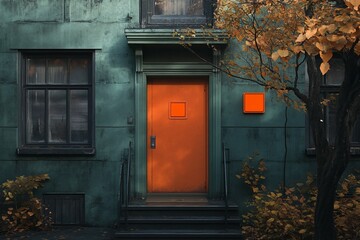 Aged building, autumnal hues