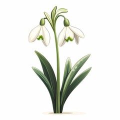 Fototapeta premium Elegant Snowdrop Flower in Bloom. A Vibrant Springtime Botanical Artwork for Serene Garden Design
