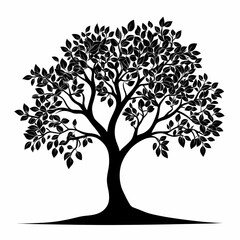 Eco-Friendly Black Silhouette Tree Illustration with Iconic Nature Art and Botanical Design Keywords