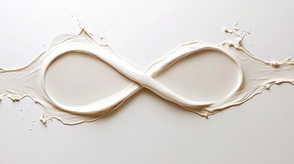 Smooth White Paint Flowing in Infinity Shape on Bright Background