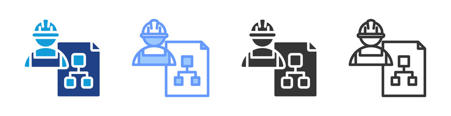 Subcontracting icon set multiple style collection