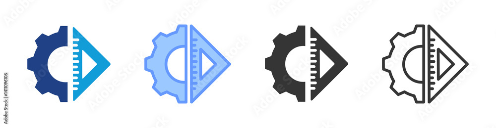 Aufkleber design architecture icon set multiple style collection