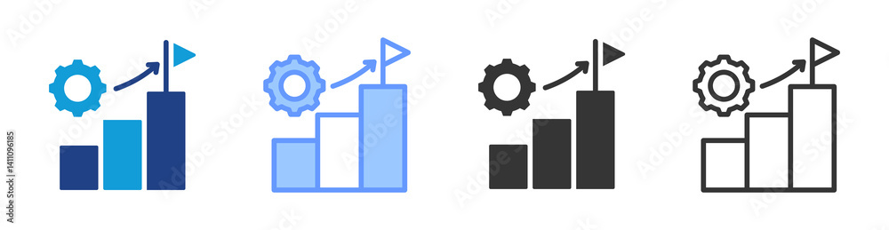 Poster Project Success icon set multiple style collection
