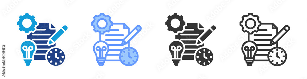 Poster Planning Method icon set multiple style collection
