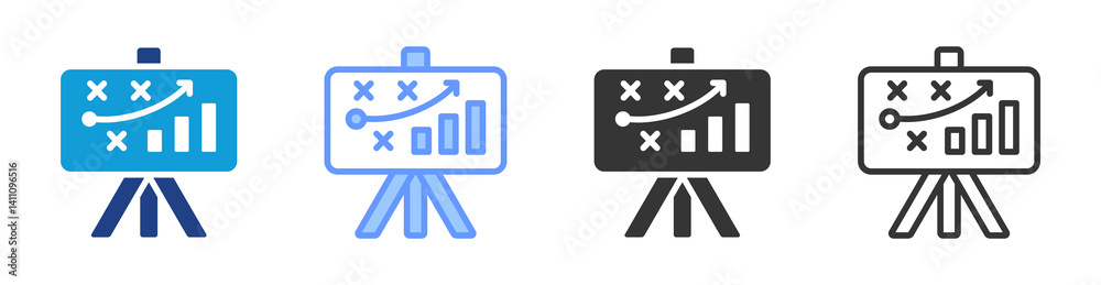 Poster Project Strategy icon set multiple style collection