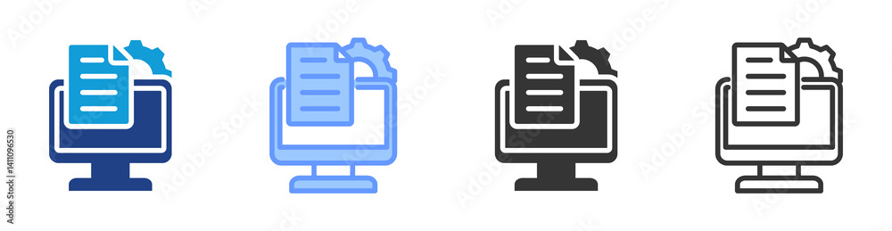 Poster online survey icon set multiple style collection