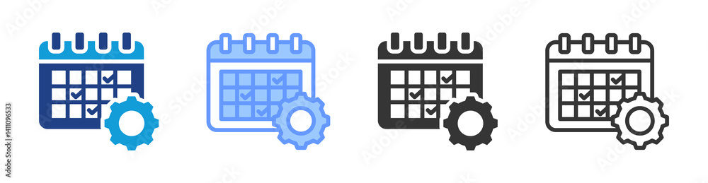 Poster Project Schedule icon set multiple style collection