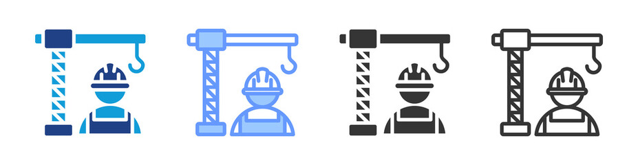 Construction Worker icon set multiple style collection