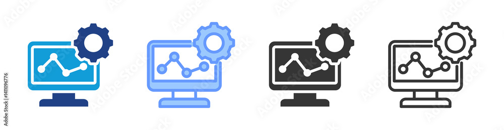Poster Analytics Software icon set multiple style collection