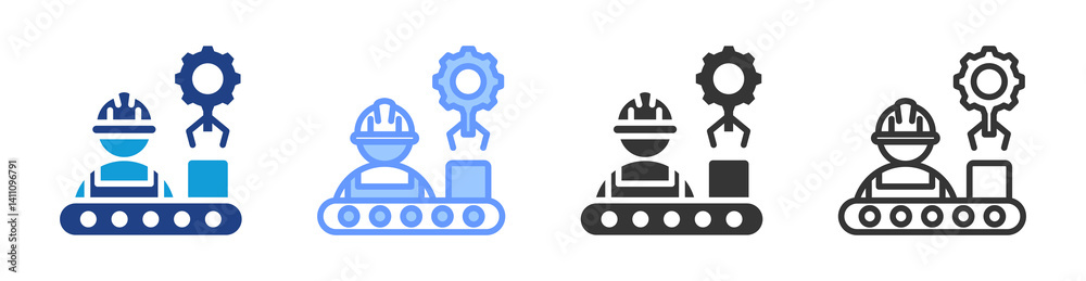 Poster manufacture icon set multiple style collection