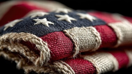 a red and white american flag is on a black background.stock image