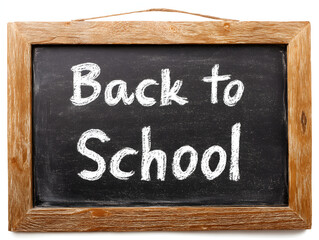 A framed chalkboard with the words back to school written in white